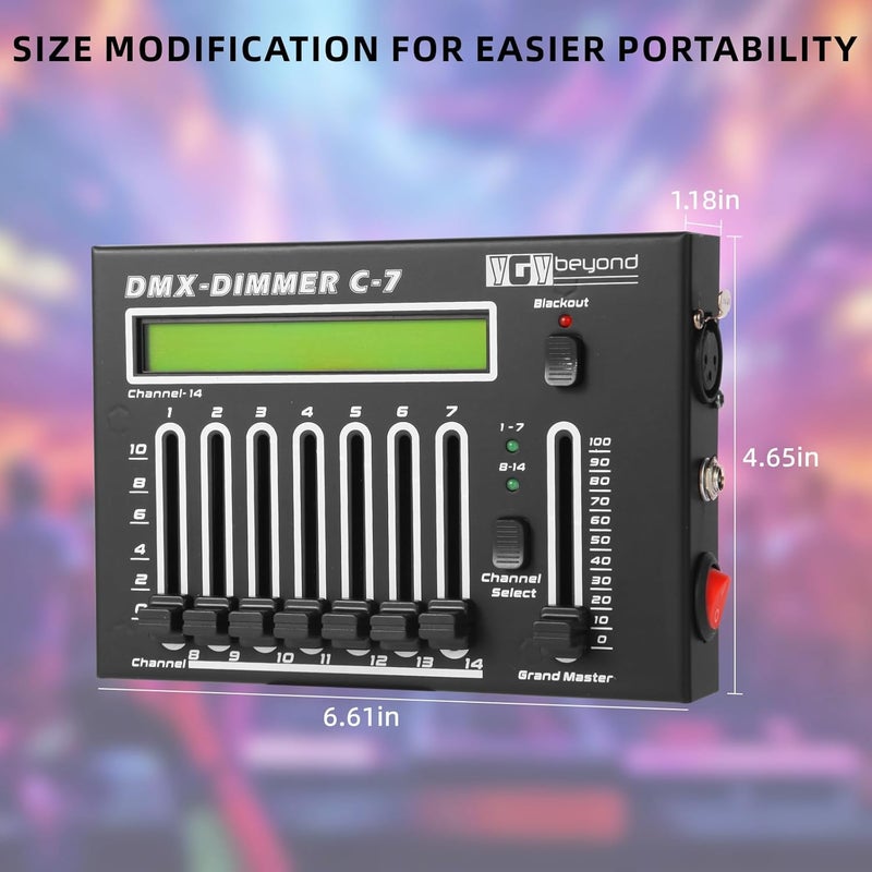 ygybeyond DMX-C7Controller,14Channel, DMX512, Controller, Stage Lighting Equipment & Accessorie For Dj, Ktv, Large Concert, DMX Light Controller (14 channel DMX-C7) - Image 3